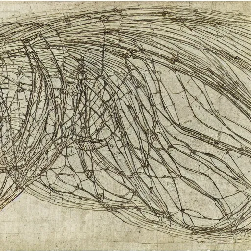 Image similar to leonardo da vinci sketches of neural networks architecture high resolution scans british museum collection