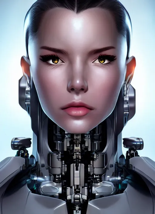 Prompt: portrait of a cyborg woman who turns her head to the right!!!!! (((((left))))) (((((up))))) (((((down))))) by Artgerm,eyes closed , biomechanical, hyper detailled, trending on artstation