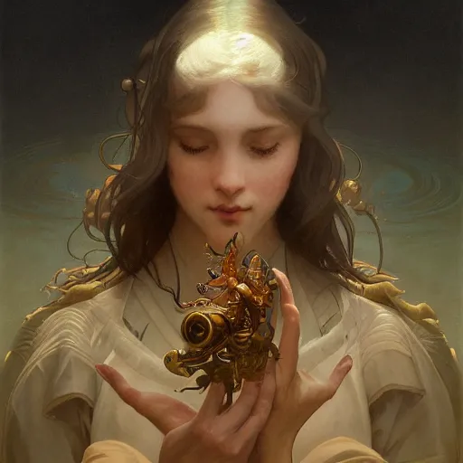 Prompt: larvae, intricate, elegant, highly detailed, digital painting, artstation, concept art, smooth, sharp focus, illustration, art by artgerm and greg rutkowski and alphonse mucha and william - adolphe bouguereau