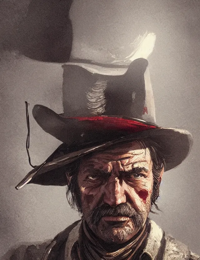 Prompt: close face portrait of an old male bar keeper as red dead redemption 2 concept art, art by ryo shiotani and greg rutkowski, intricate, beautiful, cute, cinematic lighting, vintage art by serge ivanoff, high resolution, very detailed