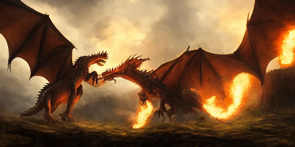 Image similar to an environmental concept art of a highly detailed dragon breathing fire on a castle, game of thrones, environmental light, cinematic by francis tneh