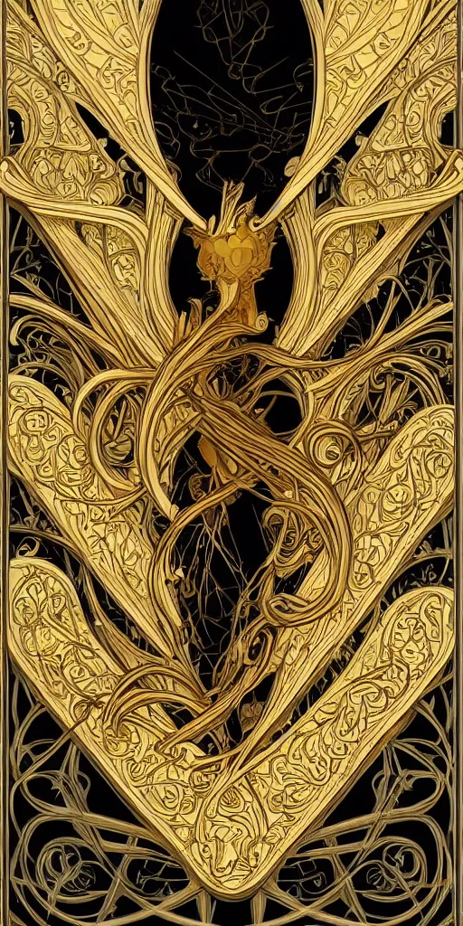 Prompt: an intricate art nouveau canvas frame, with golden entertwined edges and black center, highly detailed, artstation, concept art, matte, sharp focus,