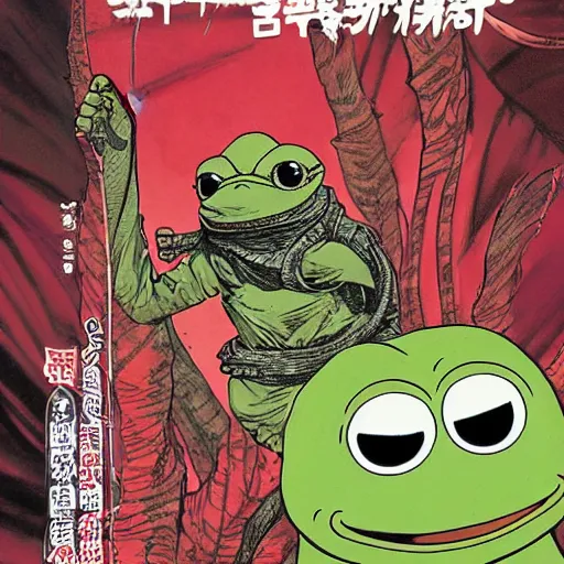 Image similar to pepe the frog by tsutomu nihei award - winning manga