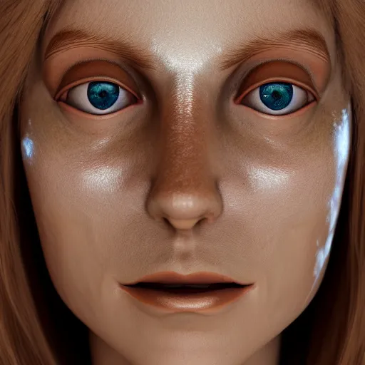 Image similar to portrait of an incredibly realistic porcelain woman. Gold veins. Macro details. 8k. Octane render.