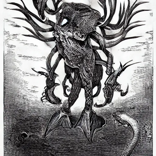 Image similar to bestiary of creatures from the depths of the unconscious psyche