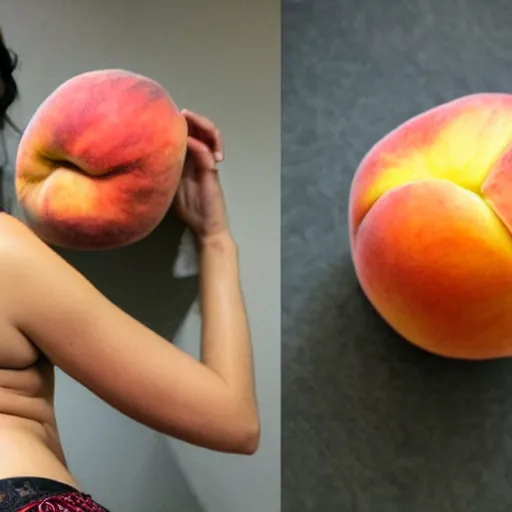 Image similar to a juicy ripe peach wearing a thong