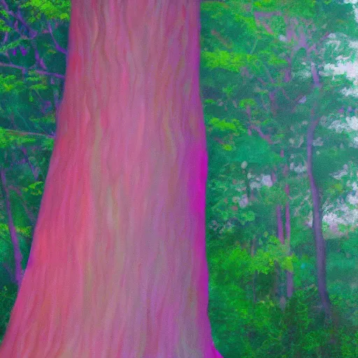 Image similar to big tree panting pink light