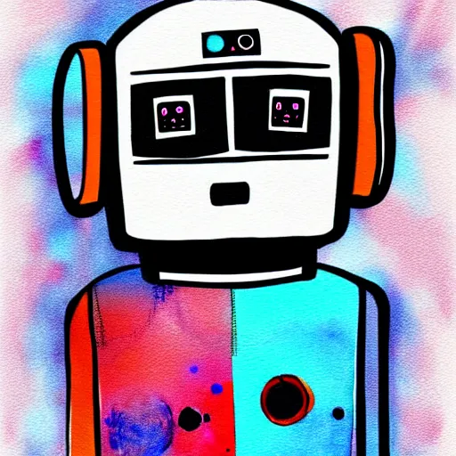 Image similar to a robot holding a t - shirt, digital art, illustration, water color