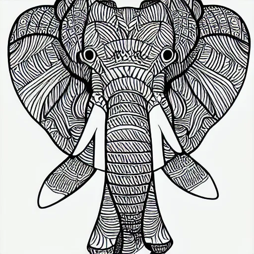 Prompt: Playful Patterns Coloring Book elephant