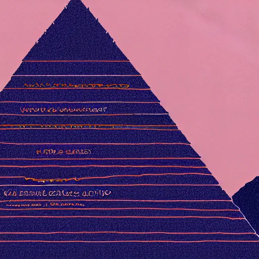 Prompt: wireframe pyramid on barren landscape with dark blue palette, krita drawing