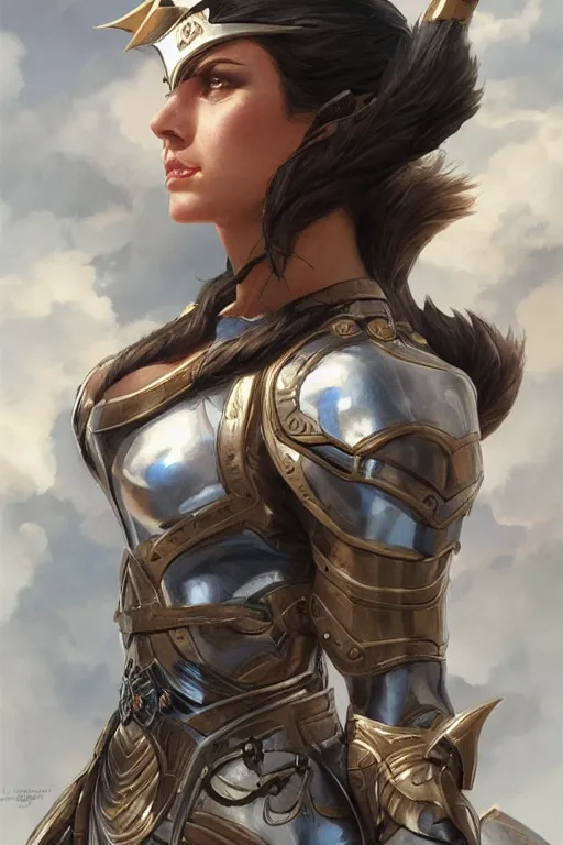 Image similar to amazon valkyrie athena, d & d, fantasy, portrait, highly detailed, headshot, digital painting, trending on artstation, concept art, sharp focus, illustration, art by artgerm and greg rutkowski and magali villeneuve