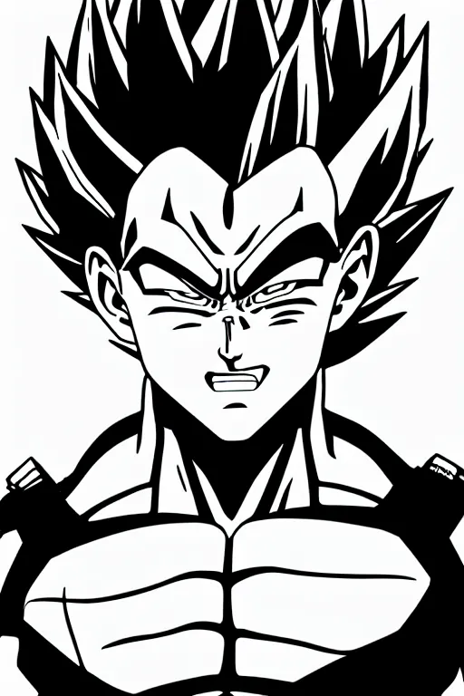 Prompt: prince vegeta, prince of all saiyans, solo portait, grayscale photography, very detailed, 4 k 🎨🖌