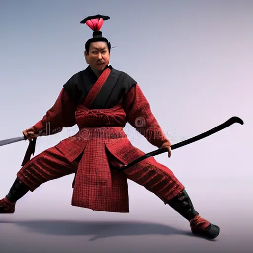 Image similar to Samurai master standing with holding sword , realistic photo illustration