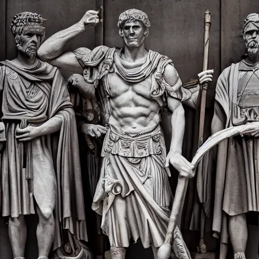 Image similar to julius caesar with his roman legion in tokyo, intricate detail, high resolution, ray tracing, dslr photo