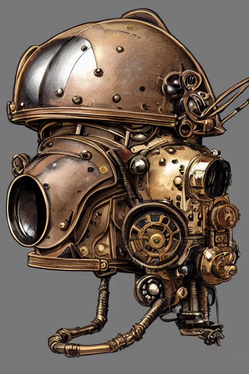 Image similar to steampunk helmet fantasy art mask robot ninja stylized digital illustration sharp focus, elegant intricate digital painting artstation concept art global illumination ray tracing advanced technology chaykin howard and campionpascale and cooke darwyn and davis jack