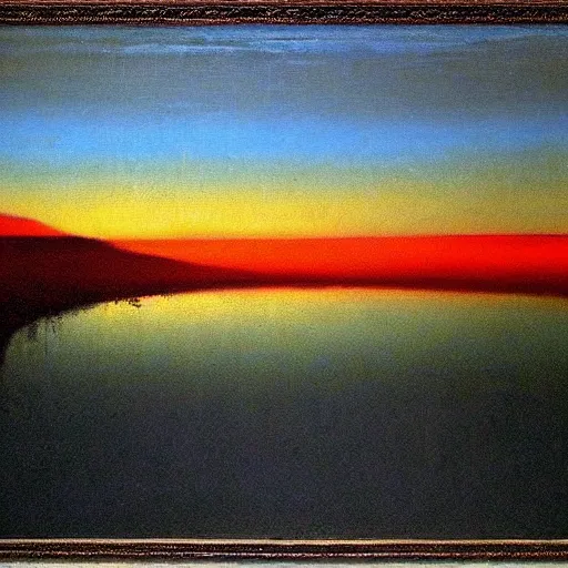 Image similar to eerie Dead Sea landscape, arkhip kuindzhi painting, twilight