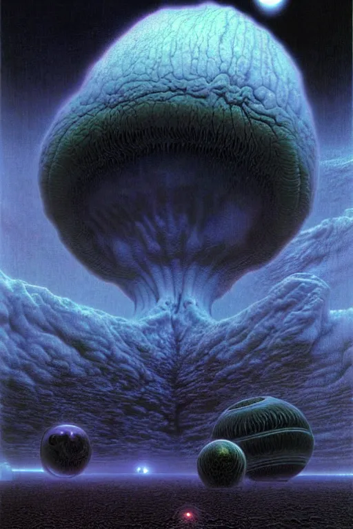 Prompt: terrifying storm clouds over alien planet by thomas ligotti and wayne barlowe