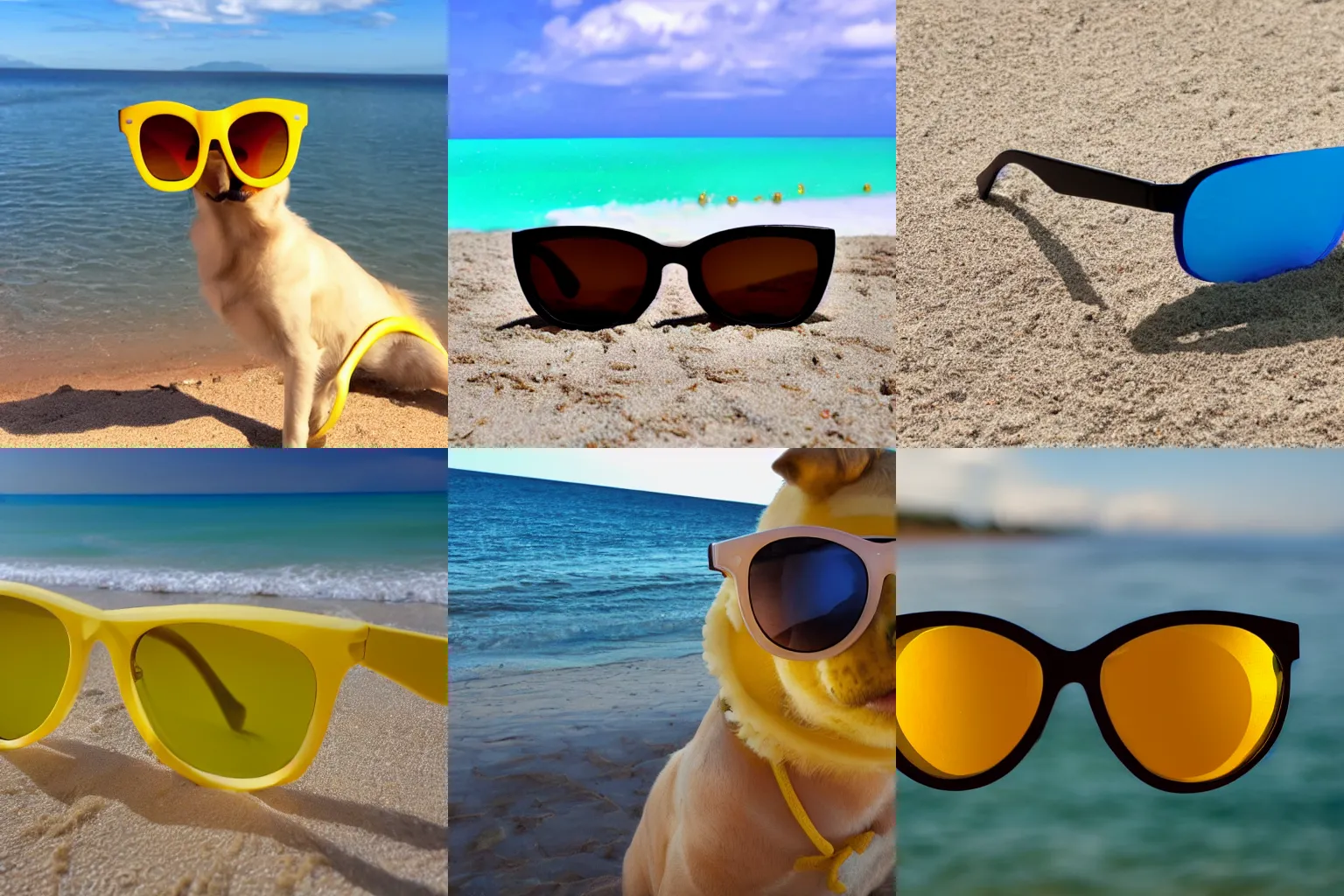 Prompt: Lemon wearing sunglasses at beach, photograph 4k