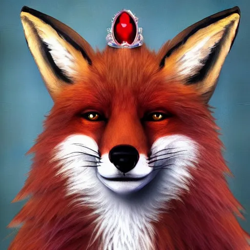 Image similar to fox wearing a tiara, fantasy art, trending on artstation