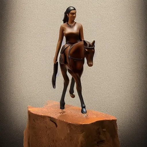 Image similar to 80mm resin detailed miniature of a Woman with a Horse, Product Introduction Photos, 4K, Full body, simple background