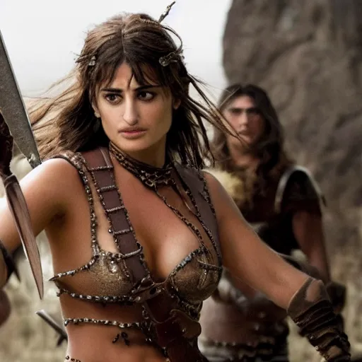 Image similar to penelope cruz from the new conan the barbarian movie, movie still, 8 k, realistic