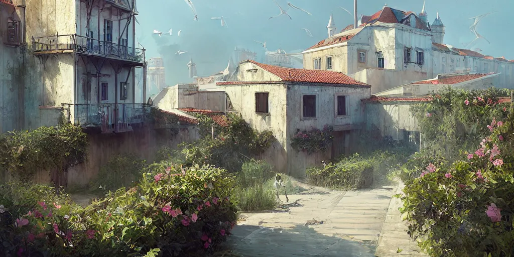 Prompt: lisbon, beautiful views, painterly concept art, joanna gaines, environmental concept art, farmhouse, magnolia, concept art illustration by ross tran, james gurney, by craig mullins, by greg rutkowski