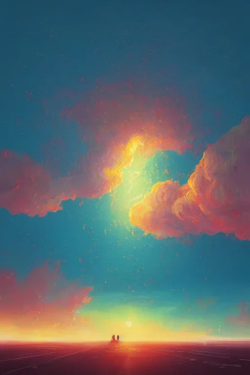 Image similar to a blazing comet comes down from the sky, beach surreal photography, sunrise, dramatic light, impressionist painting, colorful clouds, digital painting, artstation, simon stalenhag