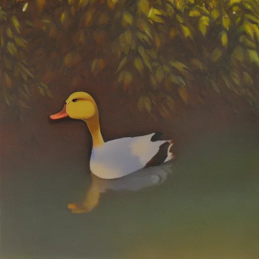 Prompt: a duck on the prowl oil painting jean helion