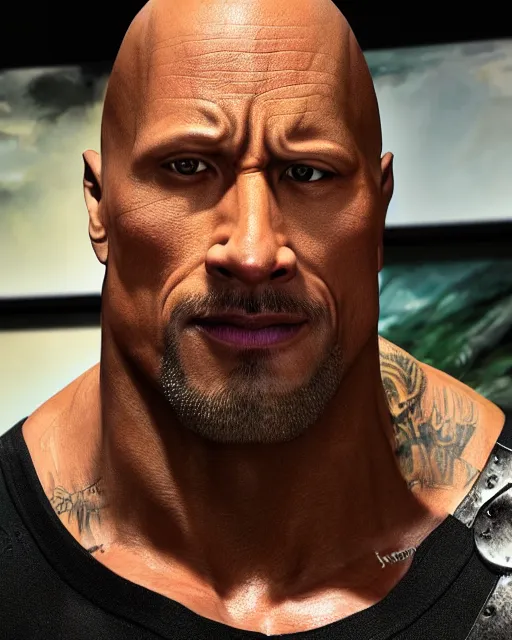 Prompt: close up shot of dwayne johnson, dnd, high fantasy. royo, artgem, wlop