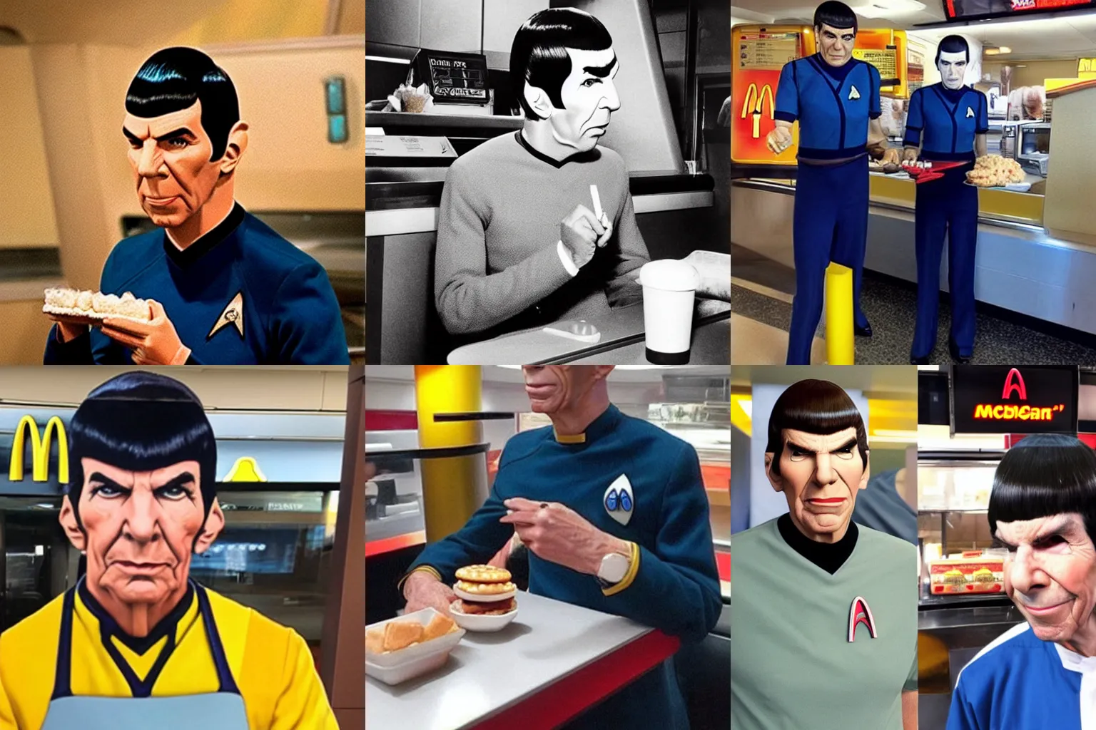 Prompt: Spock from Star Trek working at Mcdonalds, trending on twitter