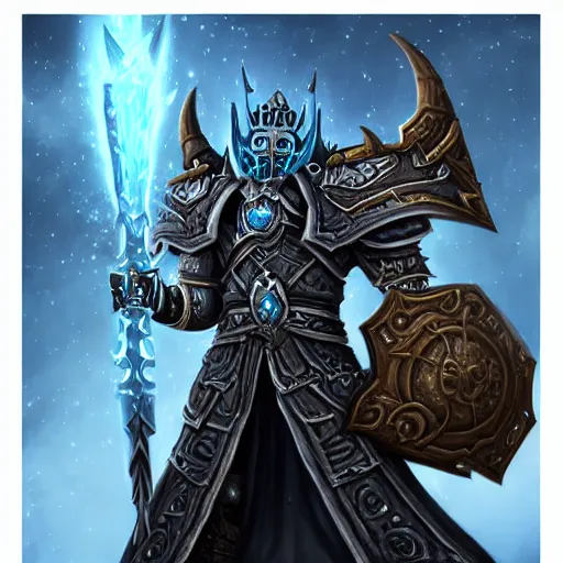 Image similar to world of warcraft lich king gigachad portrait