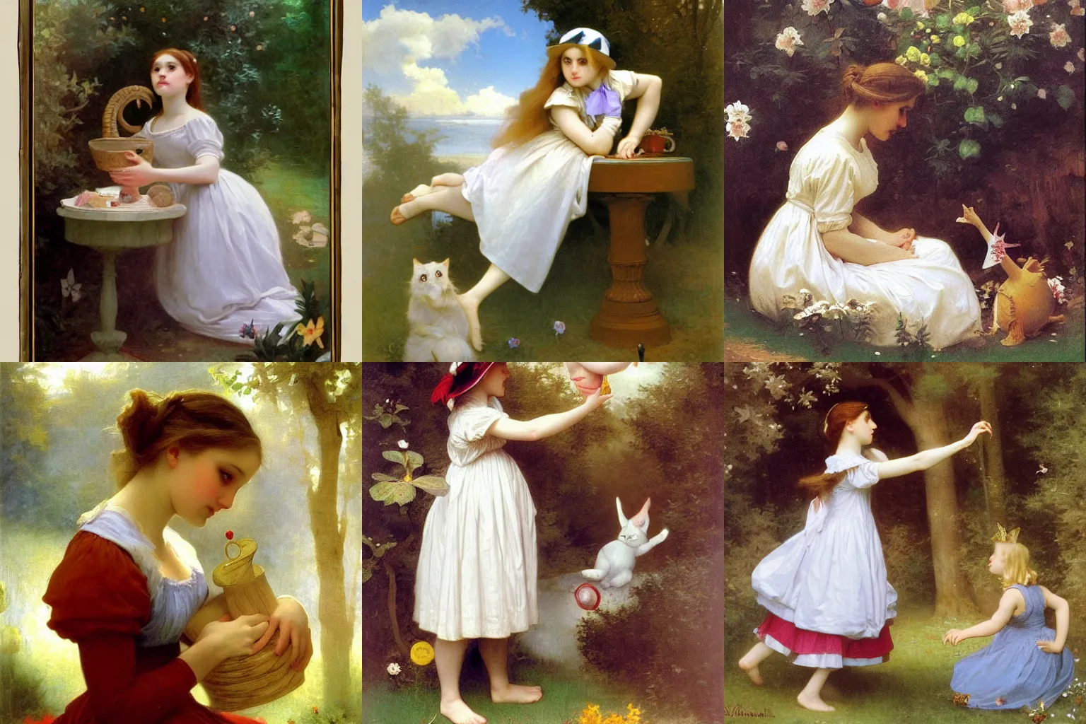 Prompt: Alice in wonderland, bouguereau