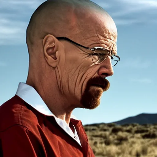 Prompt: half profile shot of walter white