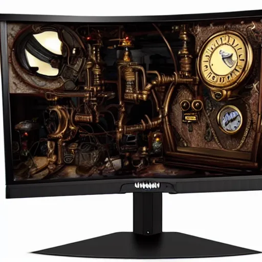 Prompt: a steampunk gaming monitor,ultra mega crazy unimaginably highly realistic and detailed