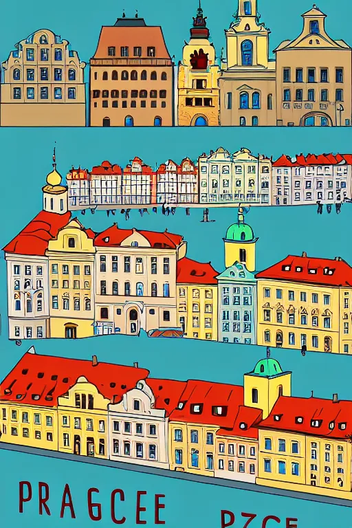 Image similar to prague, illustration, in the style of katinka reinke