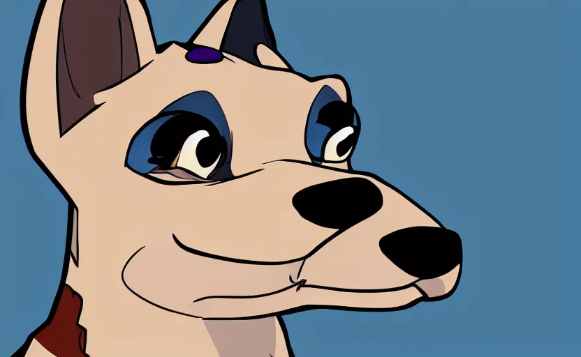 Prompt: an cartoon style anthropomorphic dog with blue eyes, anthro, furafinity, 4k, 8k