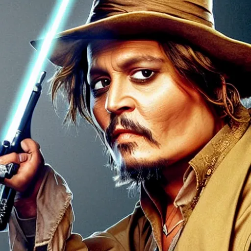 Image similar to Johnny Depp as a Jedi Master