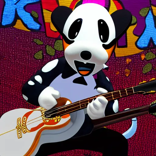 Image similar to K.K Slider playing guitar at a concert, digital art, high quality, detailed