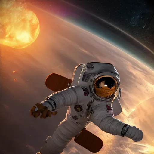 Image similar to full body pose, hyperrealistic photograph of astronaut at a frat party, dim volumetric lighting, 8 k, octane beautifully detailed render, extremely hyper detailed, intricate, epic composition, cinematic lighting, masterpiece, trending on artstation, very very detailed, stunning, hdr, smooth, sharp focus, high resolution, award, winning photo, dslr, 5 0 mm