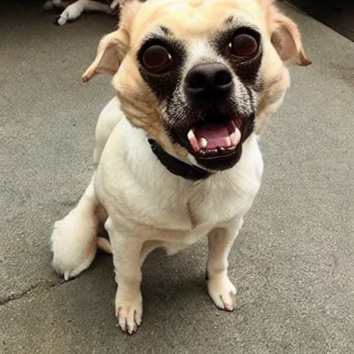 Prompt: photo of a dog that looks like bruce willis