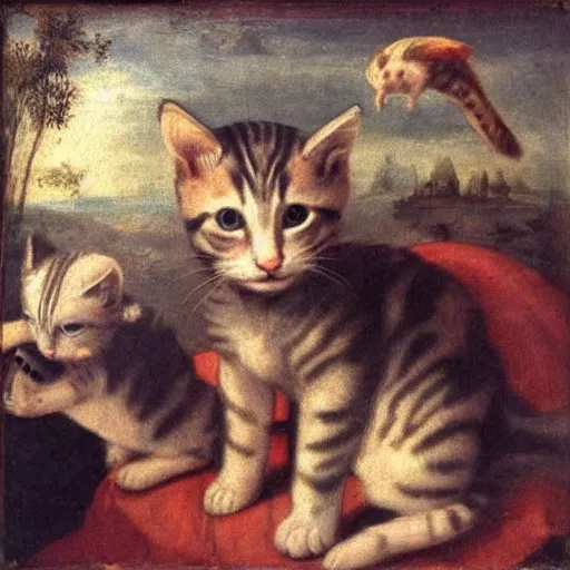 Image similar to Renaissance painting portrait of a kitten