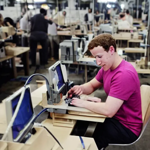 Prompt: mark zuckerberg working in sweatshop