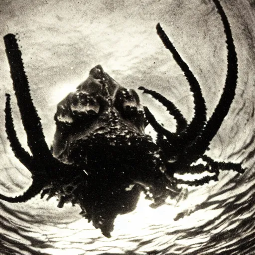 Prompt: underwater abyssal sea monster, dark, 35mm camera, horror