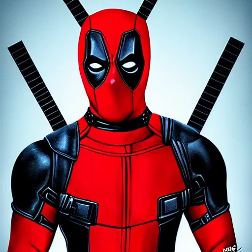 Image similar to a portrait of deadpool, extremely detailed digital art by mark brooks