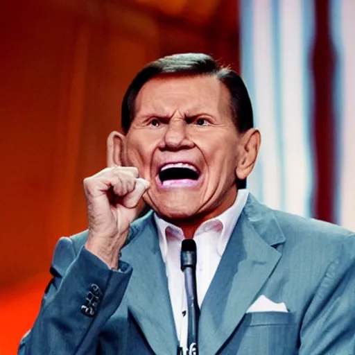 Prompt: kenneth copeland screaming at corona virus