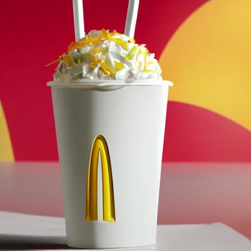 Prompt: a mcdonalds milkshake made out of crystal