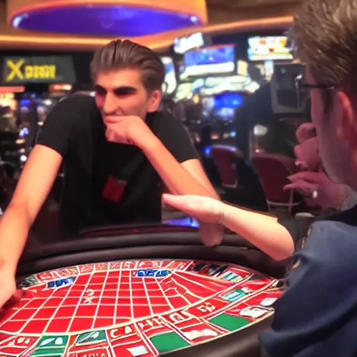 Image similar to gigachad xqc gambling : : realistic : : 1 dslr : : 1 - - quality 2