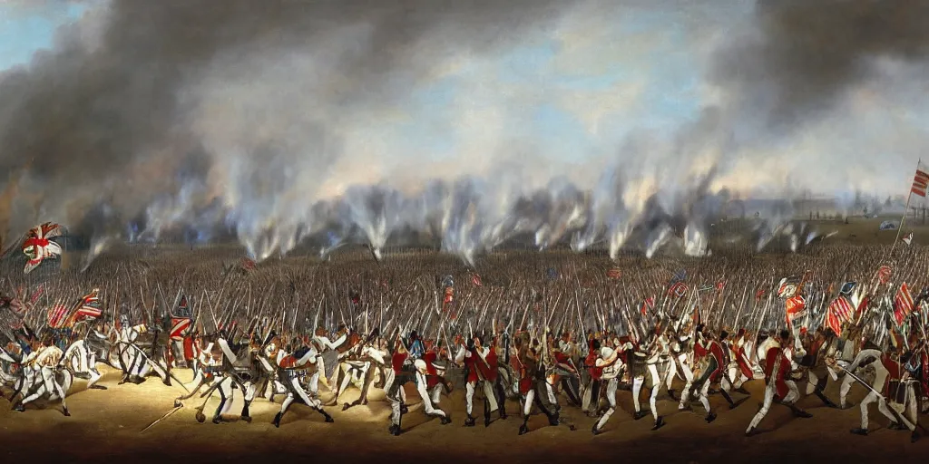 Prompt: Battle of 1812 in the style of a Panorama