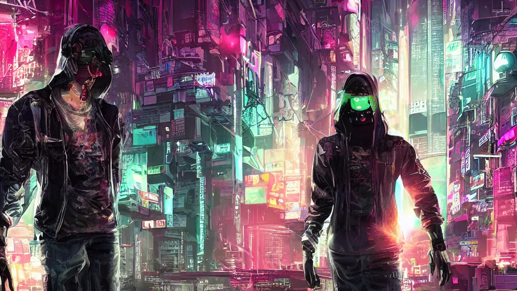 Prompt: a cyberpunk addict lost to the void