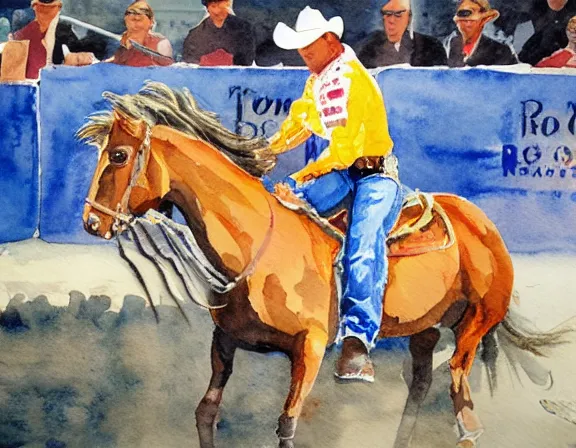 Image similar to water color painting of rodeo events